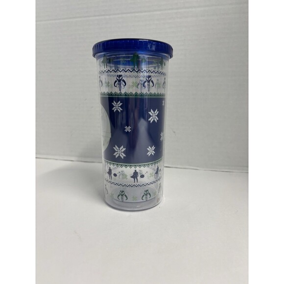 Sleigh Bell Bistro Star Wars Mandalorian Tumbler Cup Lid Straw Grogu Child New - Picture 2 of 9